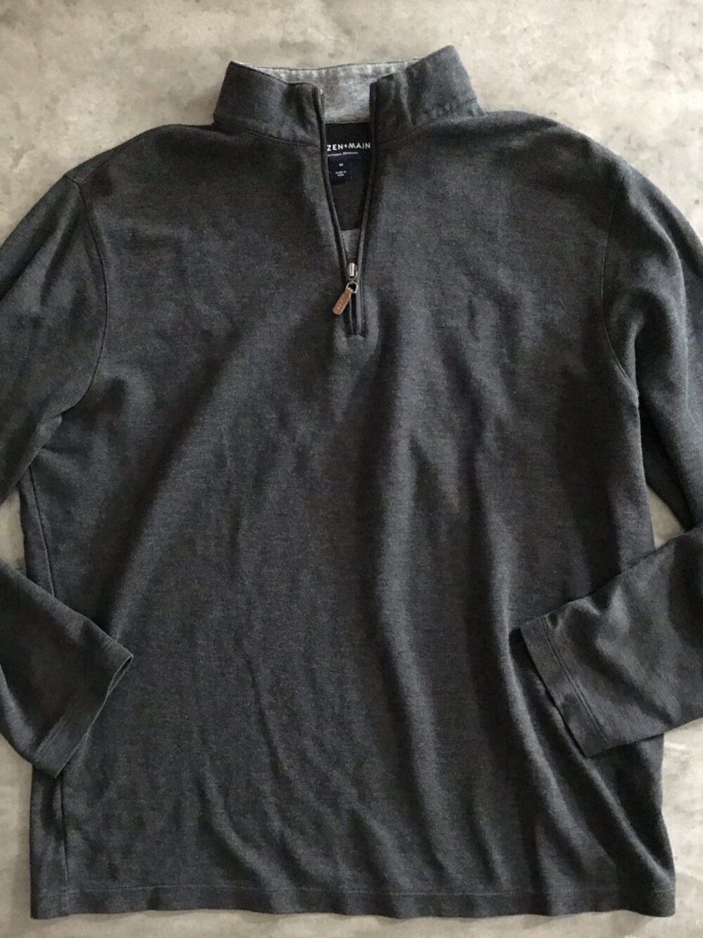 Mizzen Main Quarter Zip Pullover Mens Medium Gray Performance Golf Preppy Casual